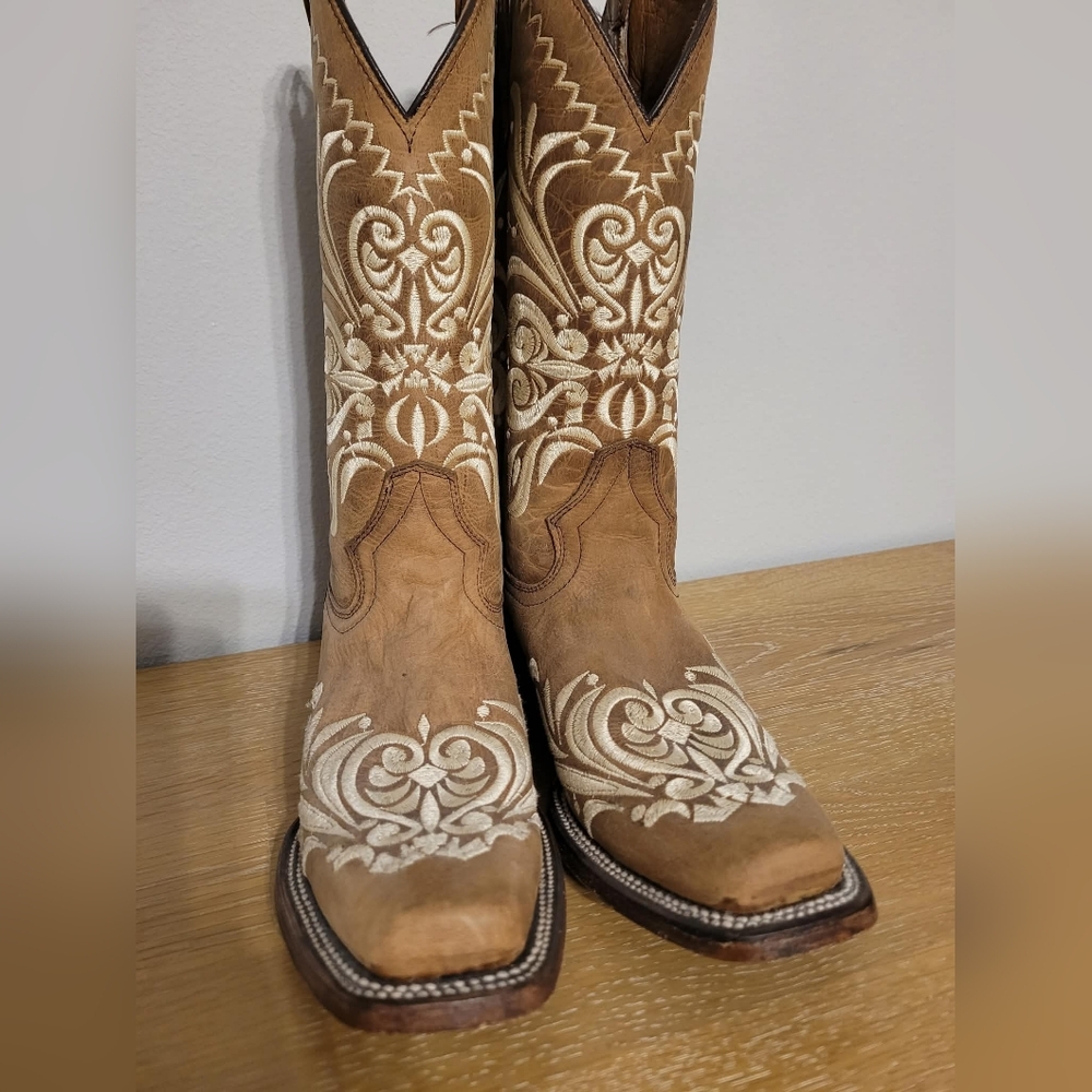 Embroidered Tan Western Boots From Cavenders